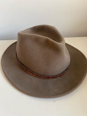 Irvinepark Brown Wool Fedora Hat with Leather Like Band